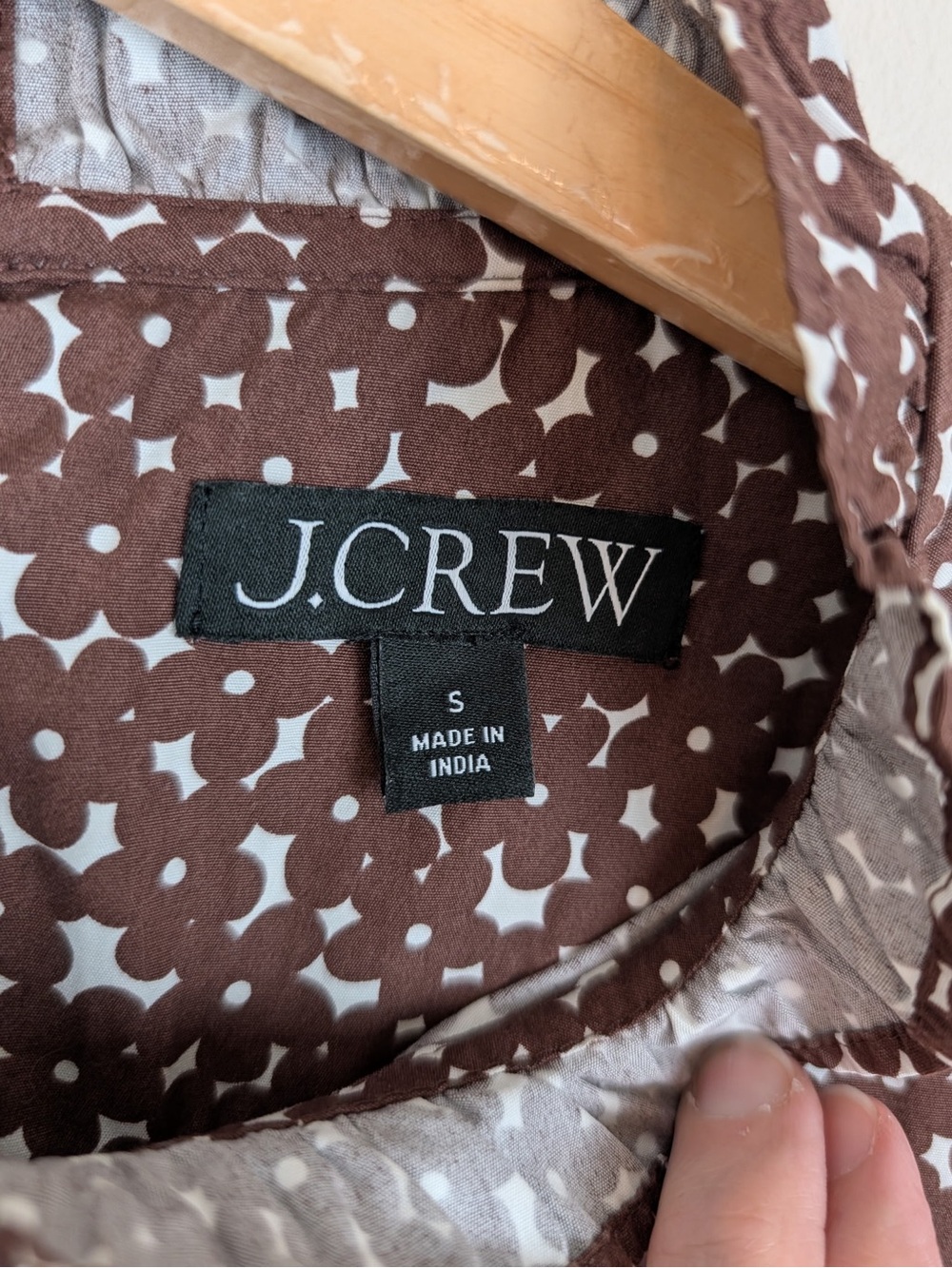 J Crew Smocked Cotton Poplin Puff Sleeve Top in Mocha Floral - Picture 4 of 9